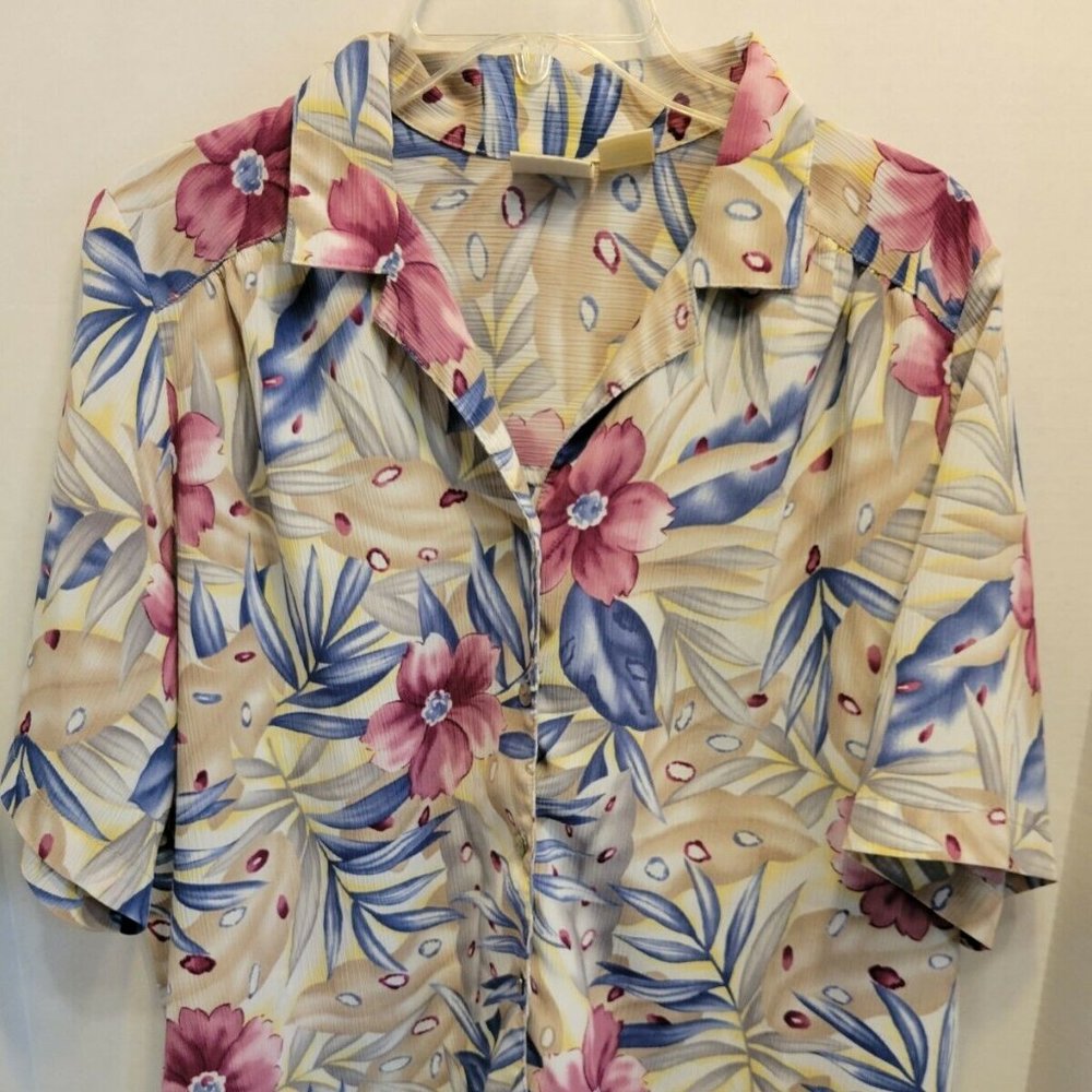 Allison Daley Button-Up Blouse Floral Size 16